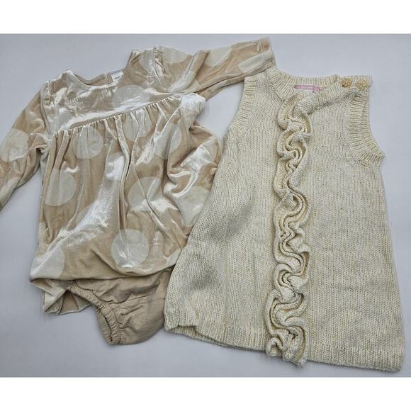 2 Gap/Old Navy Girl's Size 3-6M Cream Dresses - Picture 1 of 8